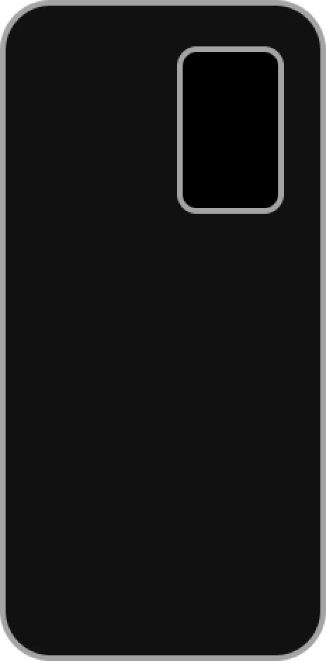 A picture-in-picture camera app: the rear feed fills the screen and the front feed is a small inset in the corner